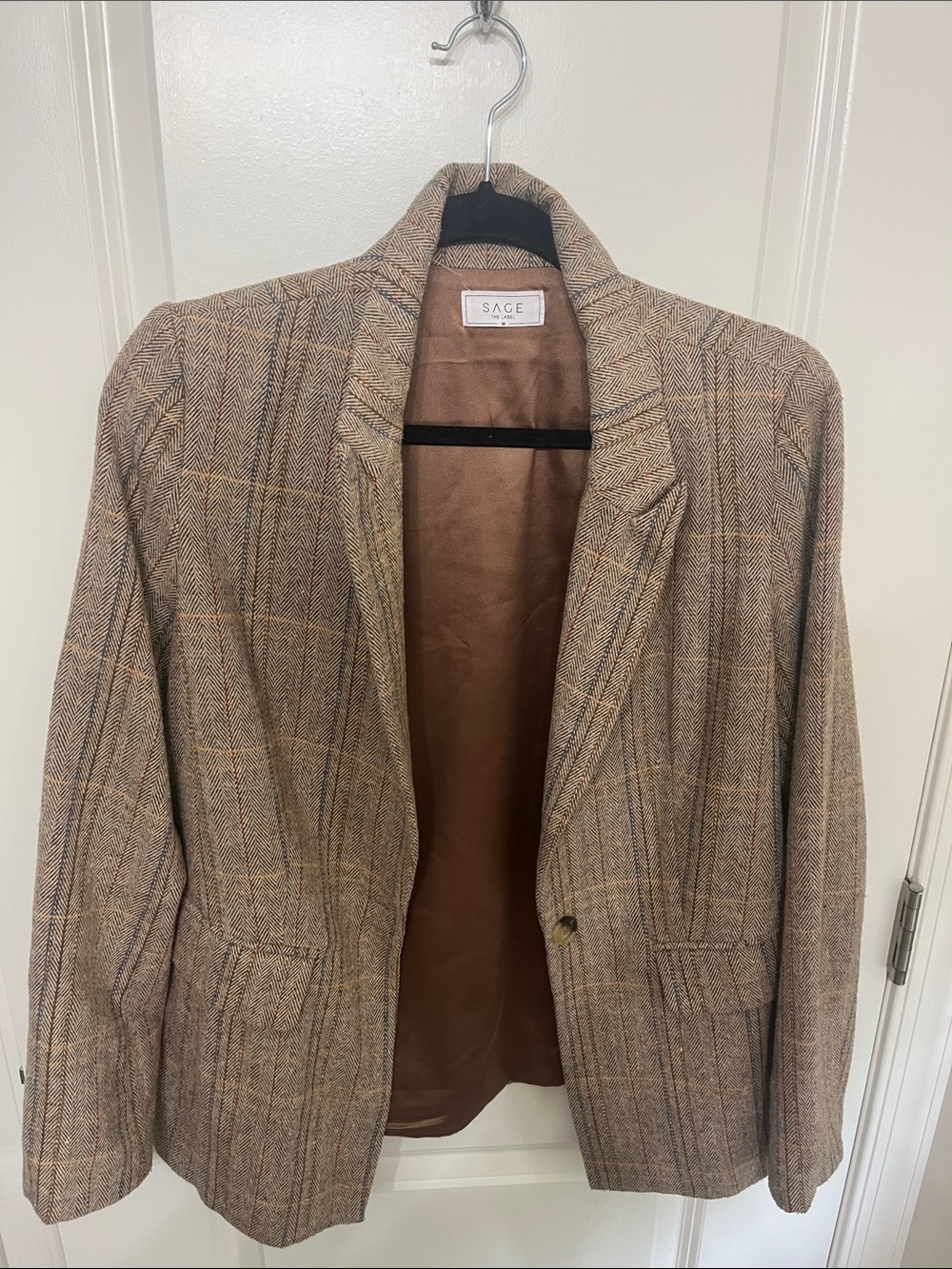 Sage Brown Plaid Tweed Blazer